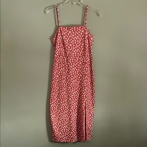 Zara Weave Orange & Cream Floral Midi Dress Size M